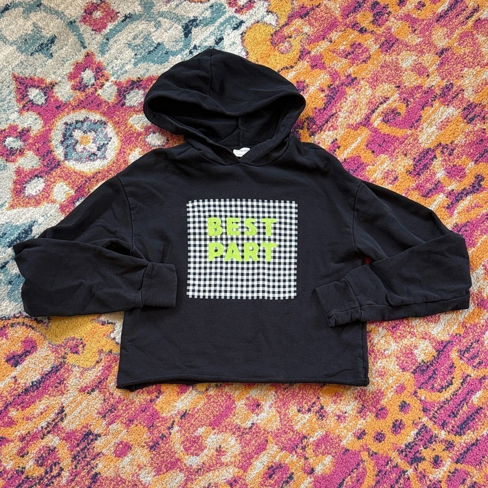 Trendy Black Hoodie with 'Best Part' Graphic